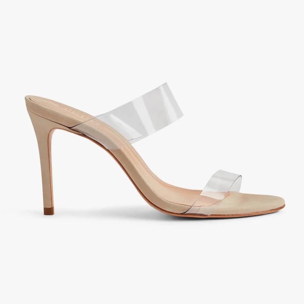 SCHUTZ Clear Vinyl Strappy Nude Stiletto Heels